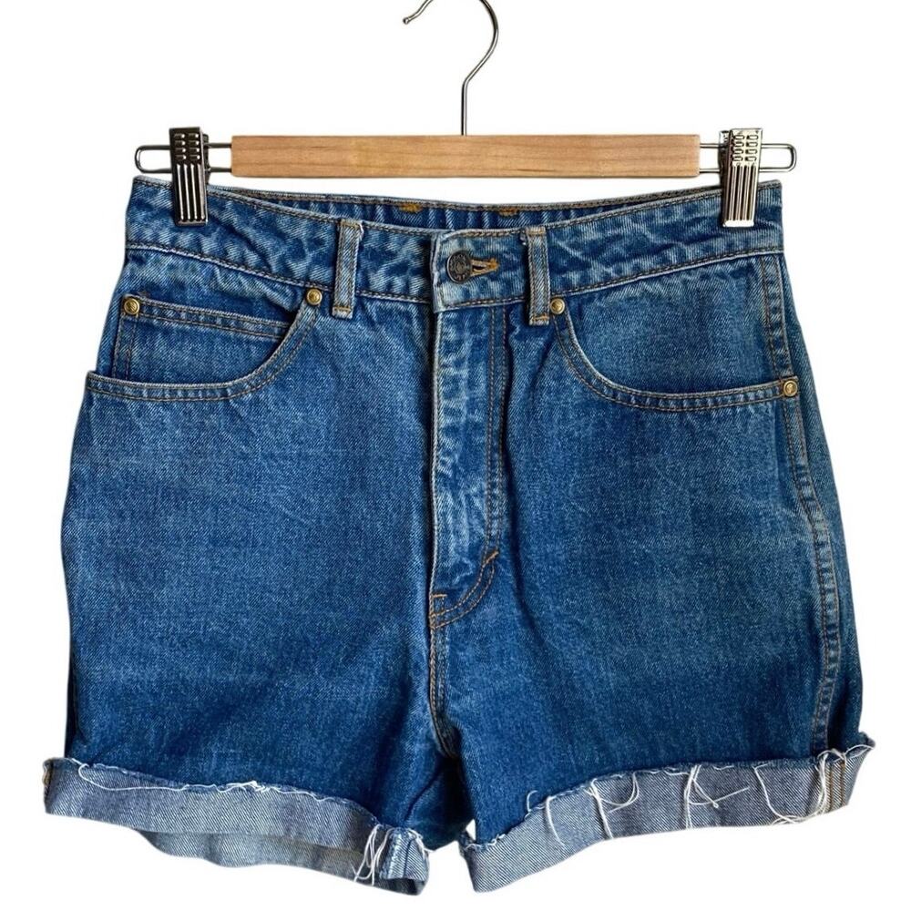 VTG SASSON Cut Off Denim Shorts SZ 4 / Junior 9 Blue High‎ Rise Raw Hem 90s Y2K